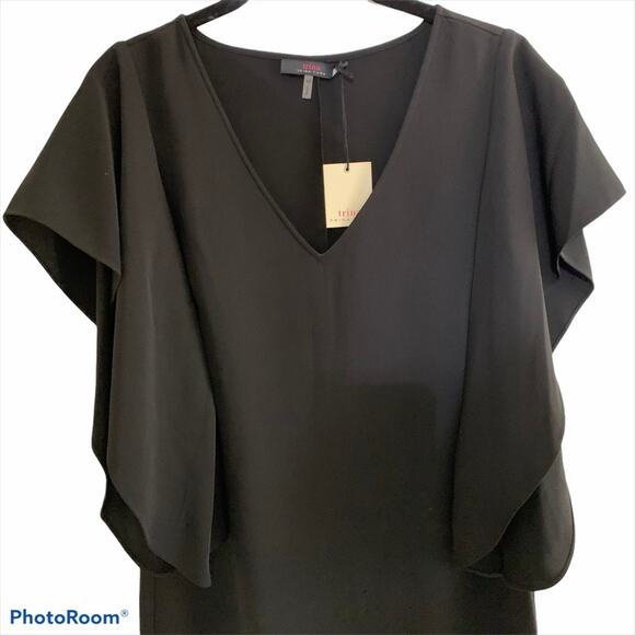 Trina Turk Dress Hiroshi Flutter Sleeve V-Neck NWT XS Style TT198013 - Picture 8 of 12